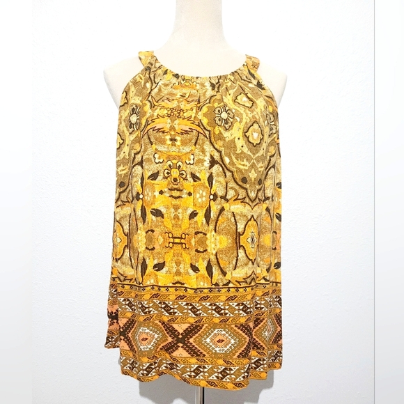 Jane + Delancey Boho Chic Sleeveless Halter Top Earthy Tones Women's Size Large - Picture 1 of 10